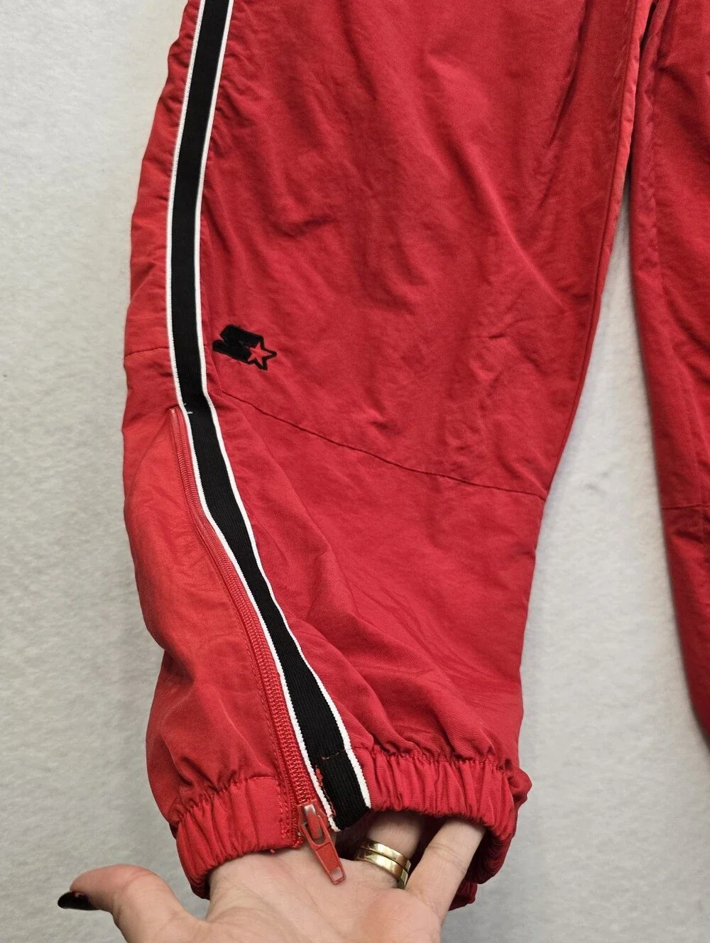 STARTER Red Kids Joggers with Black & White Side Stripes